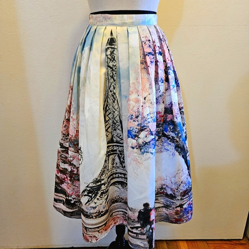 Blue and White Pleated Maxi Skirt for Casual Wear